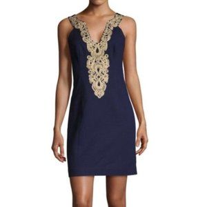 🔥Sales - Lilly Pulitzer Suzette Shift dress Navy gold detail - Size US 0